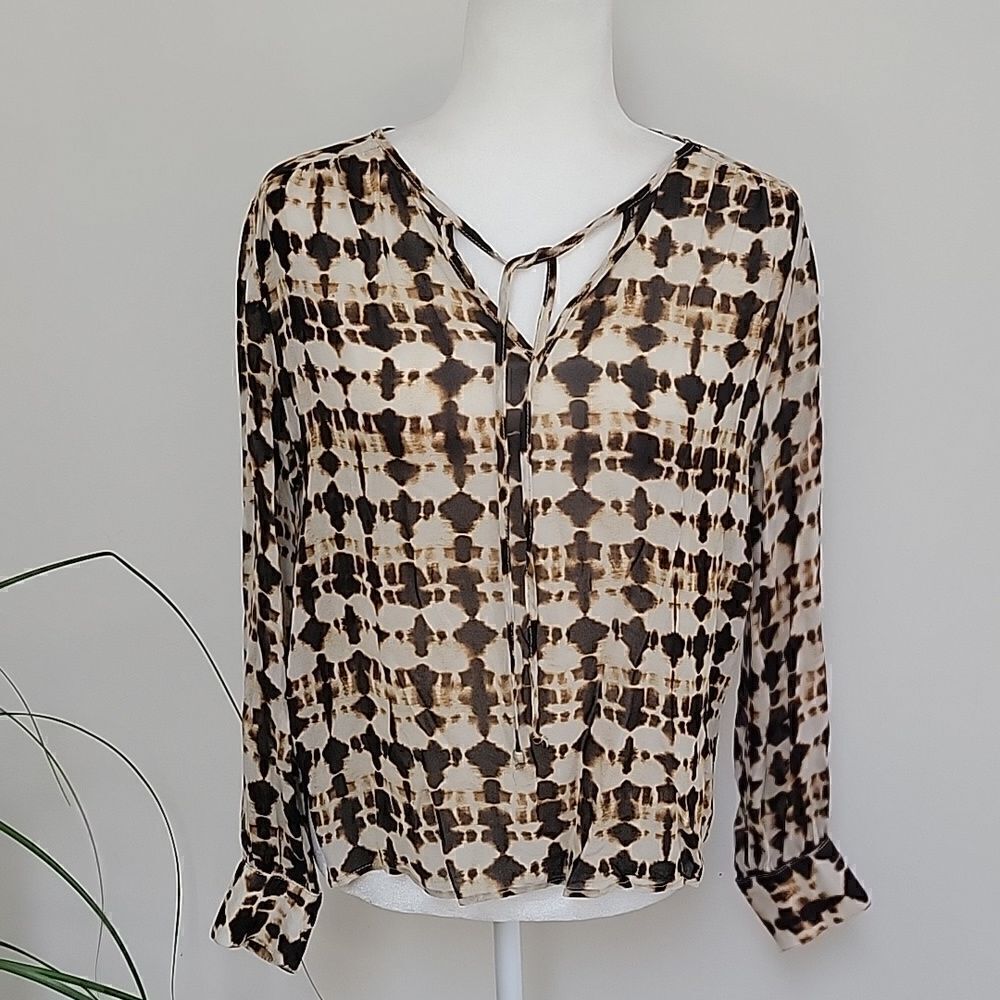 Karen Kane brown/cream blouse